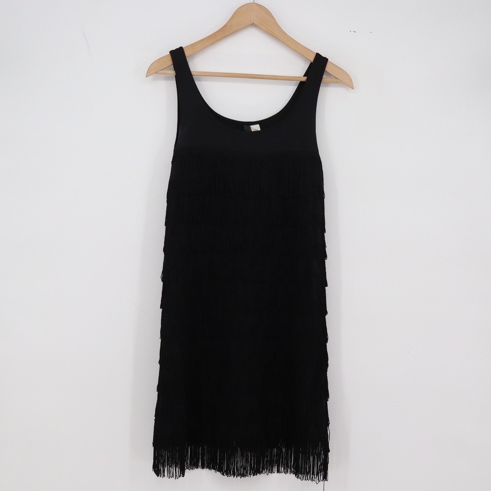 Divided by H&M Dress Womens 6 Flapper Fringe Black Sleeveless Mini Excellent